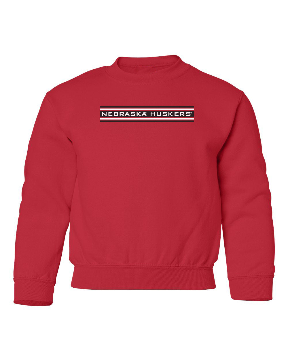 Nebraska Huskers Youth Crewneck Sweatshirt - Nebraska Huskers Horiz Stripe