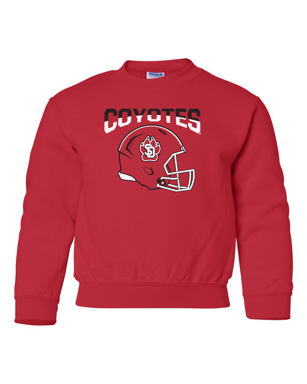 South Dakota Coyotes Youth Crewneck Sweatshirt - USD Football Helmet