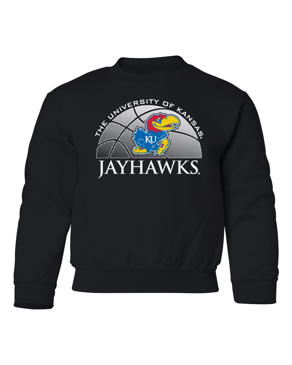 Kansas Jayhawks Youth Crewneck Sweatshirt - Kansas Basketball Primary Logo