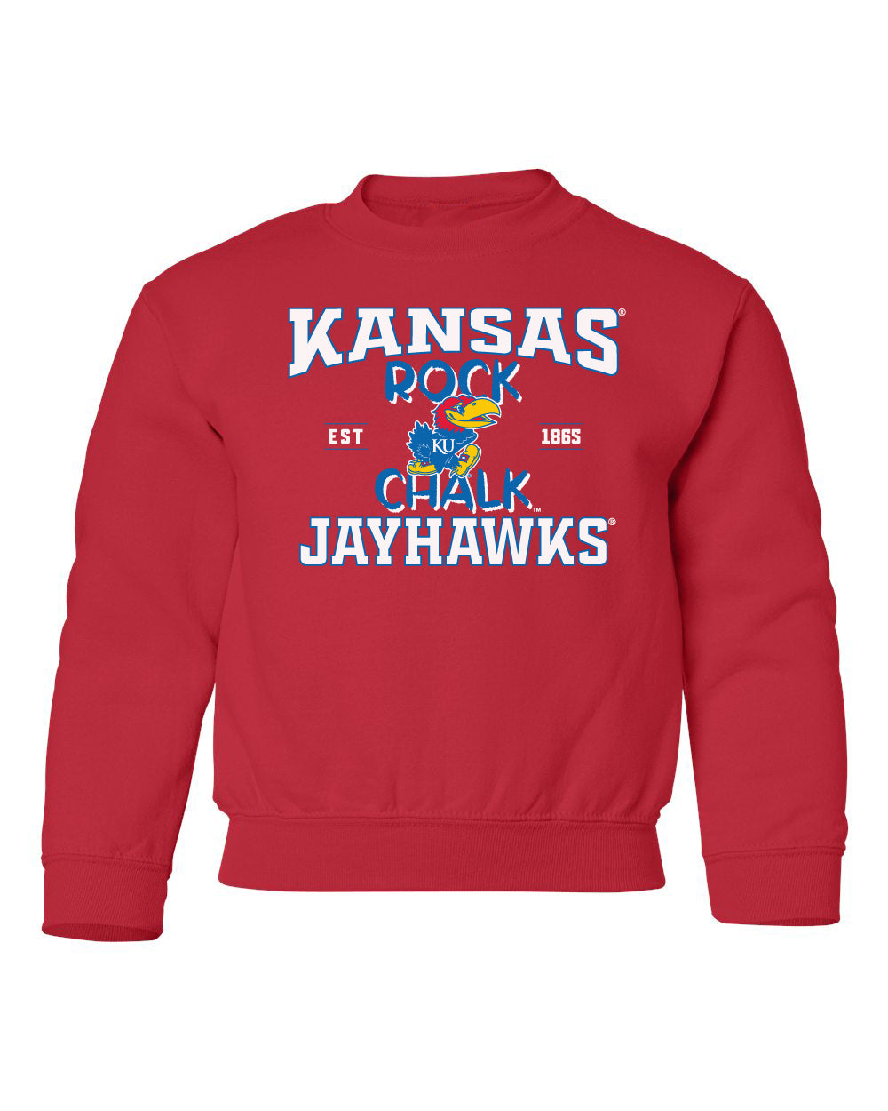 Kansas Jayhawks Youth Crewneck Sweatshirt - Rock Chalk Jayhawks