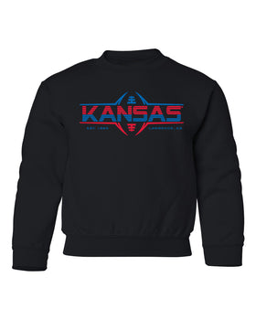 Kansas Jayhawks Youth Crewneck Sweatshirt - Kansas Football Laces