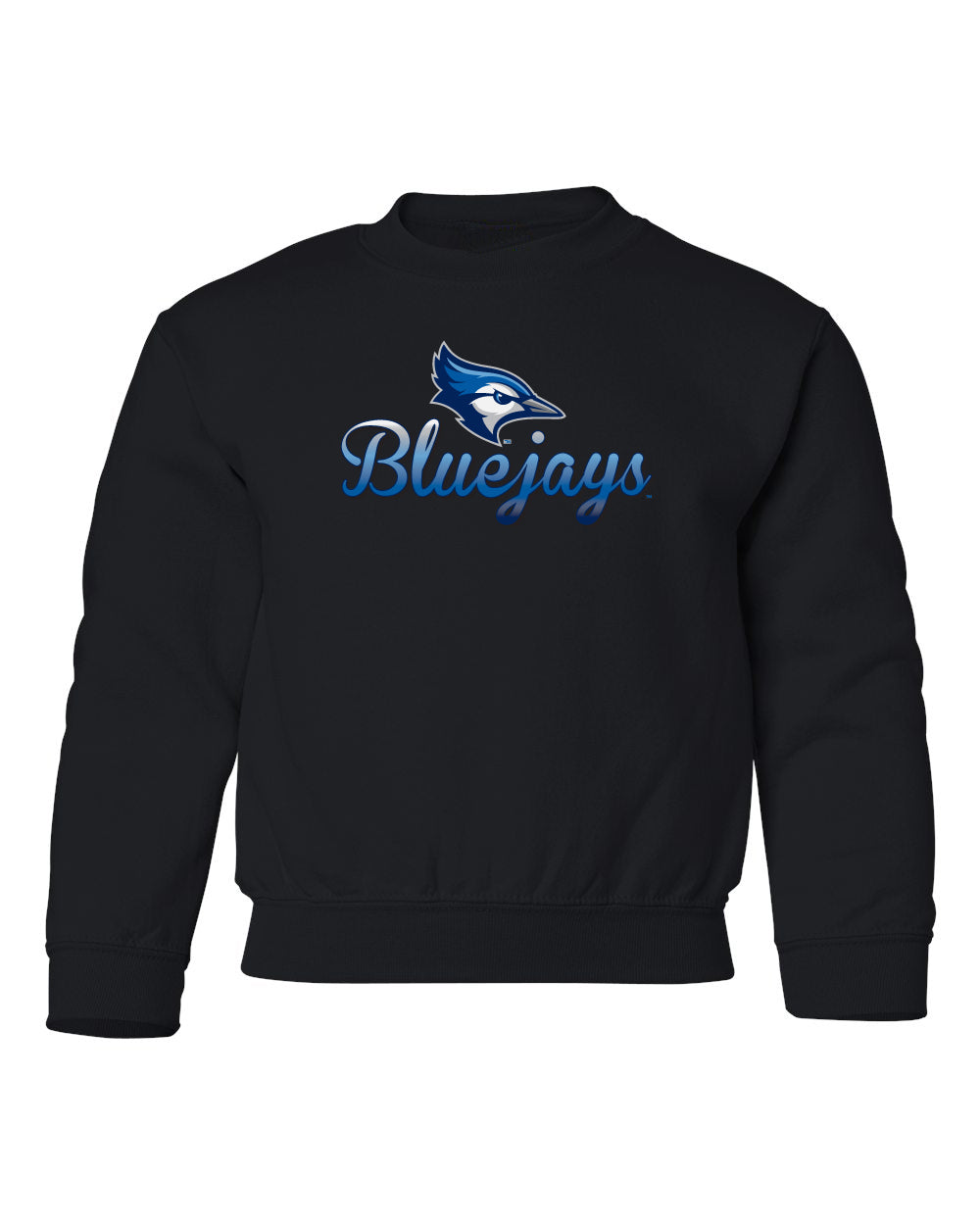 Creighton Bluejays Youth Crewneck Sweatshirt - Script Bluejays Full Color Fade