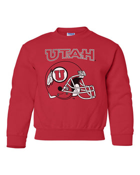 Utah Utes Youth Crewneck Sweatshirt - Utah Utes Football Helmet