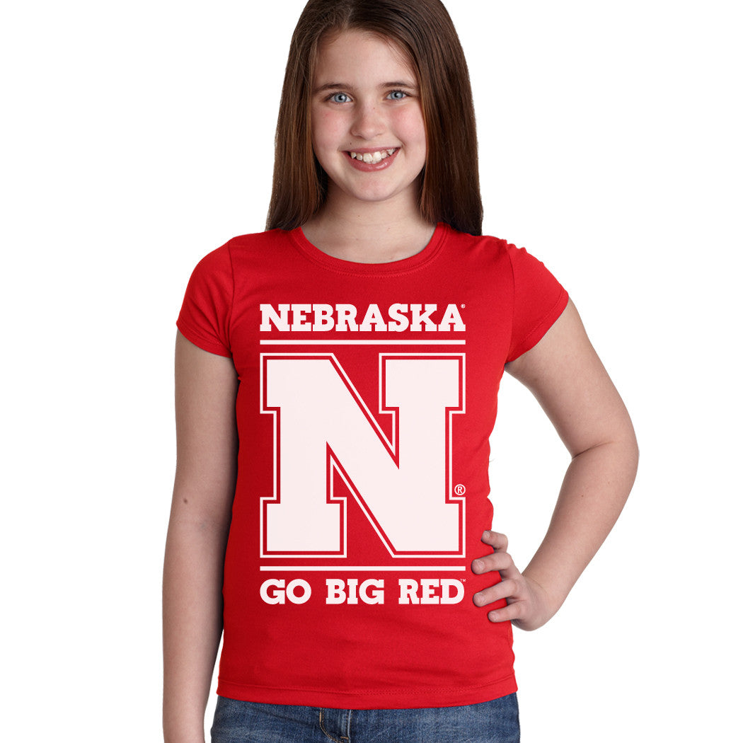 Nebraska Cornhuskers "Nebraska N GO BIG RED" Youth Girls Tee Shirt