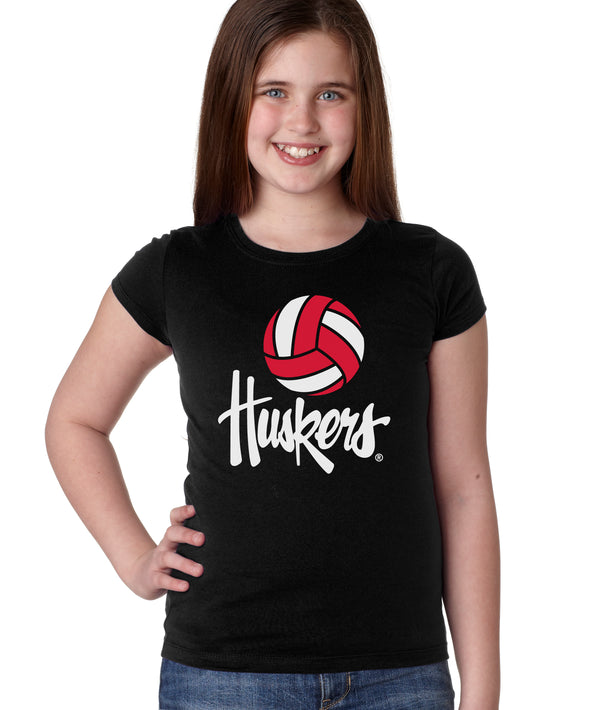 Nebraska Husker Youth Girls Tee Shirt - Volleyball Legacy Script Huskers
