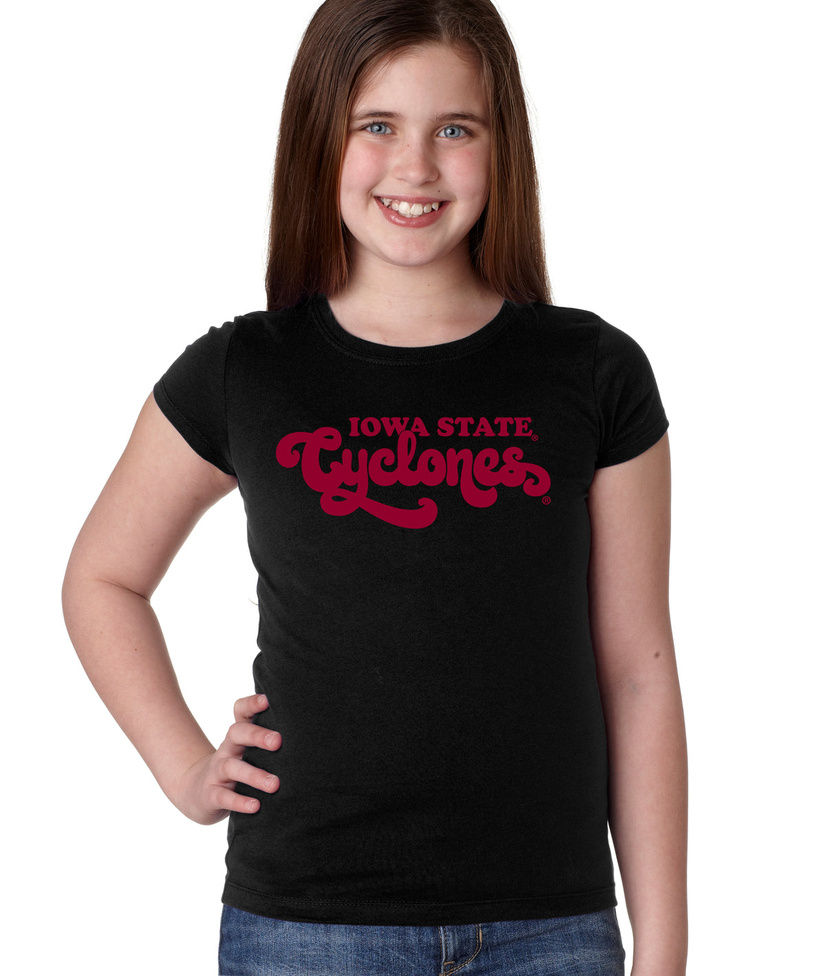 Iowa State Cyclones Girls Tee Shirt - Retro ISU Script Cyclones