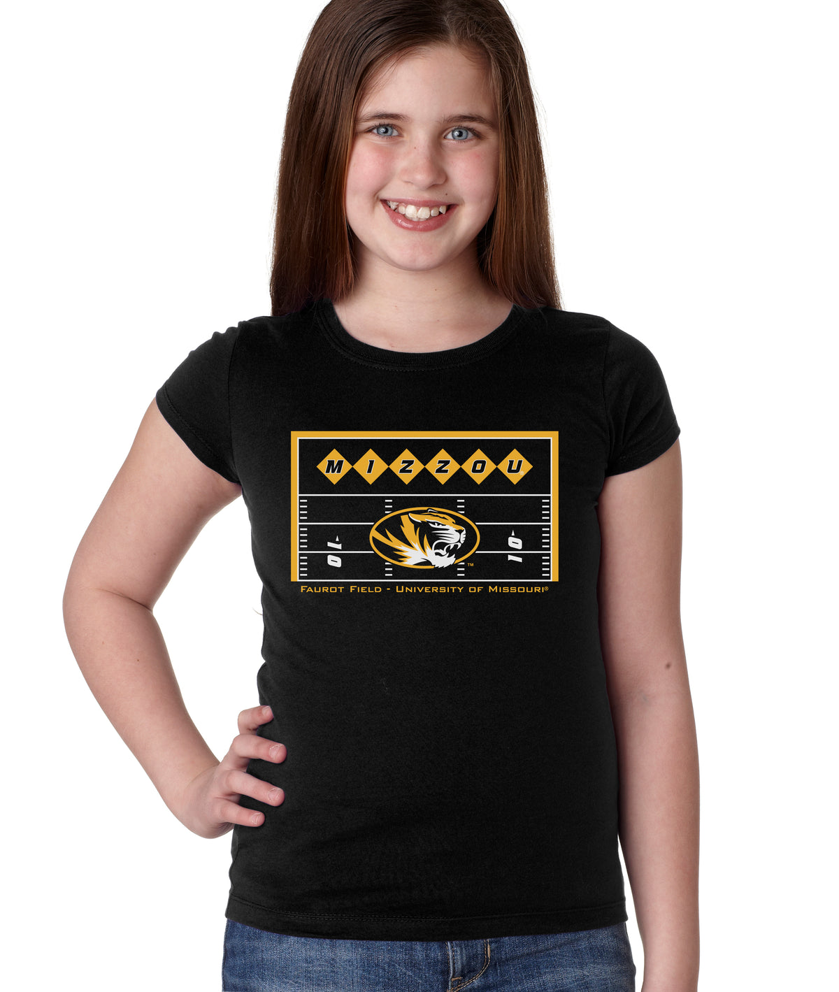Missouri Tigers Girls Tee Shirt - Mizzou Football Field Endzone