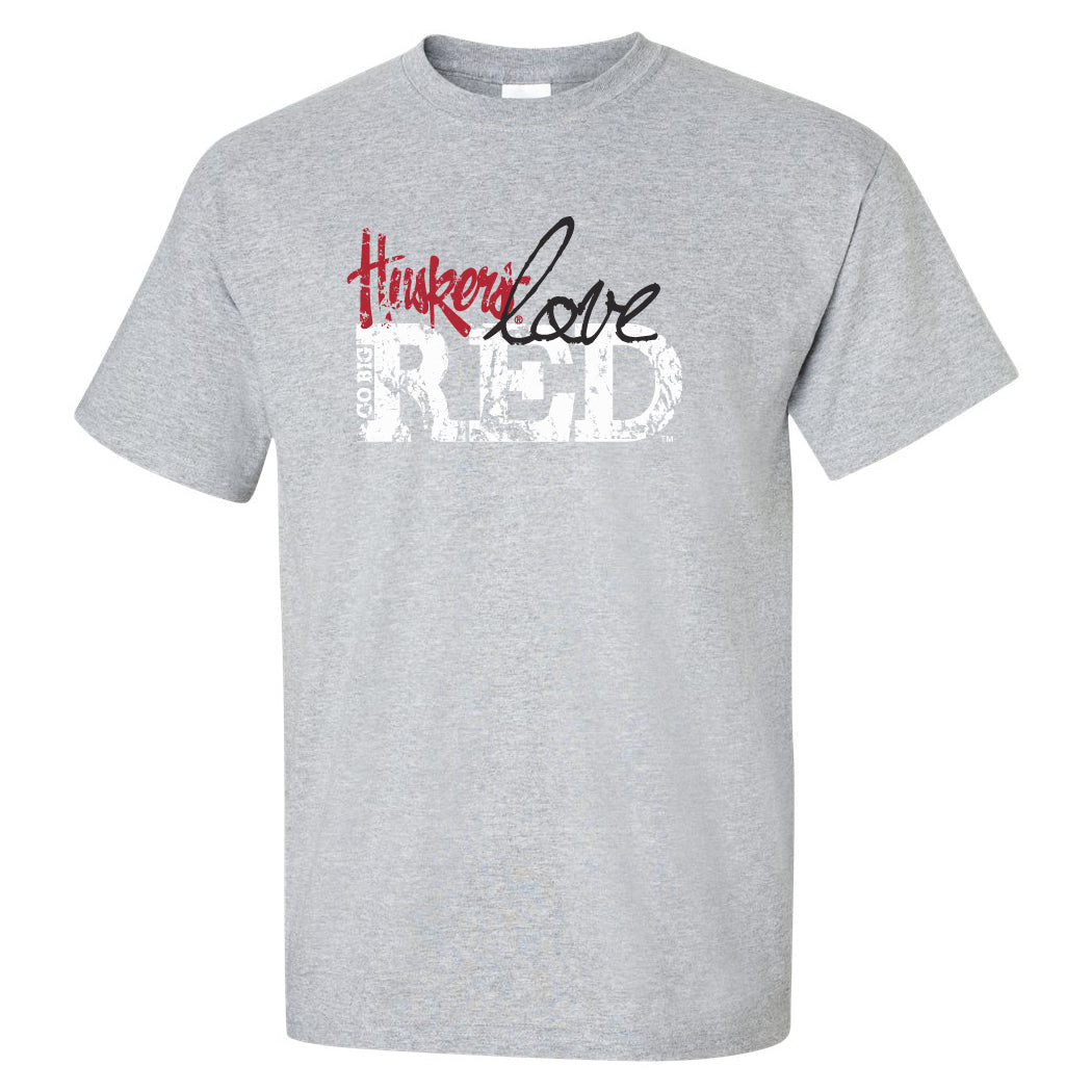 Nebraska Cornhuskers "Go Big Huskers Love Red" Tee Shirt