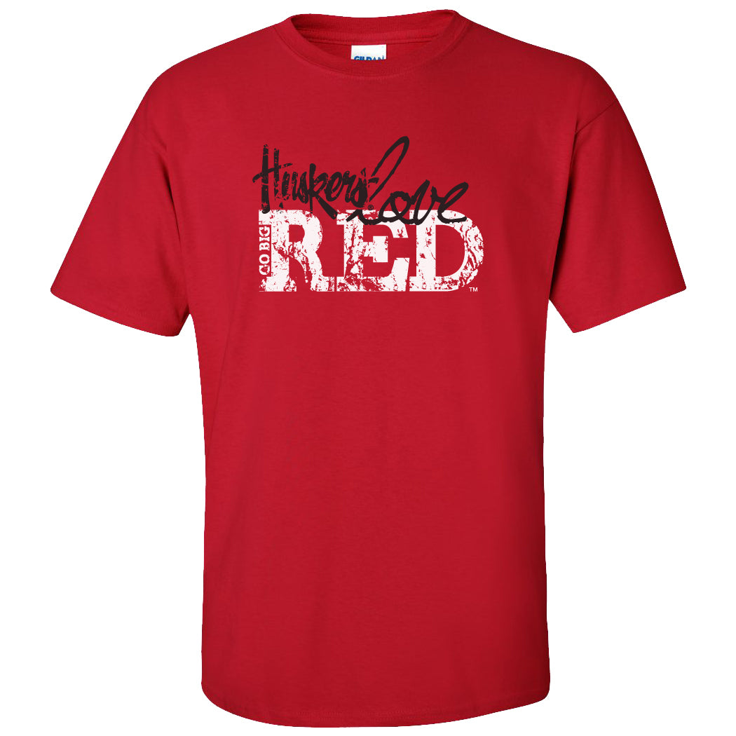 Nebraska Cornhuskers "Go Big Huskers Love Red" Tee Shirt