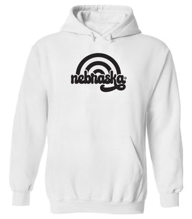 Women's Nebraska Huskers Hooded Sweatshirt - Black Retro Nebraska Rainbow