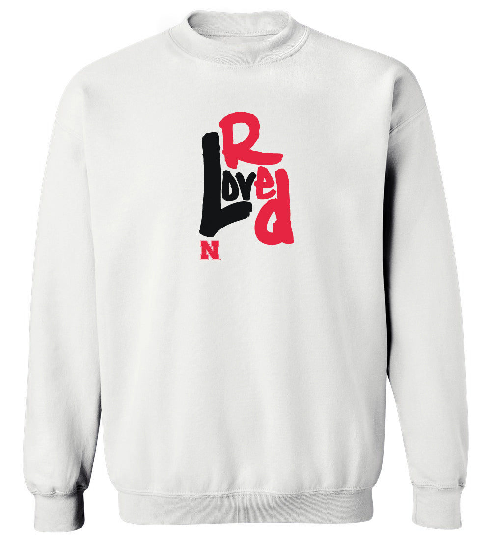 Women's Nebraska Huskers Crewneck Sweatshirt - Love Red Overlap