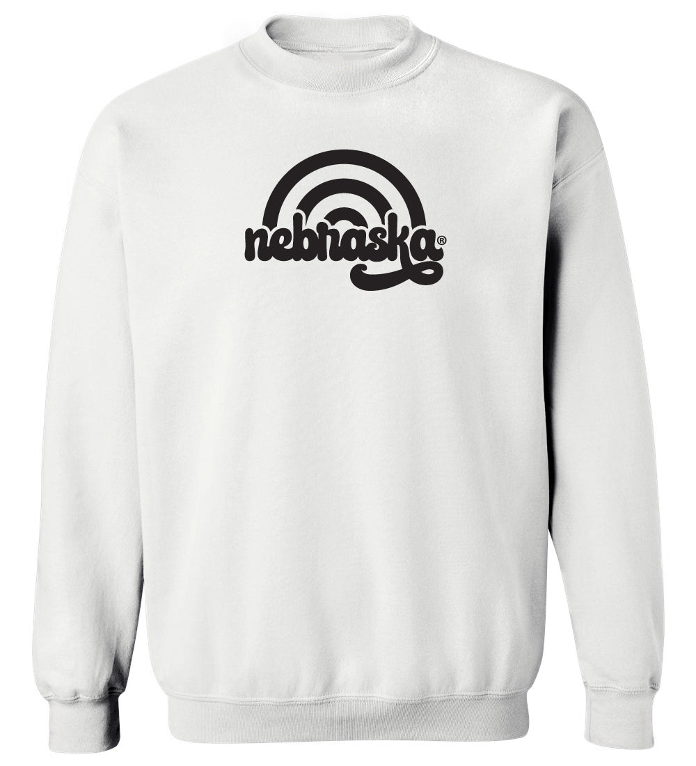 Women's Nebraska Huskers Crewneck Sweatshirt - Black Retro Nebraska Rainbow