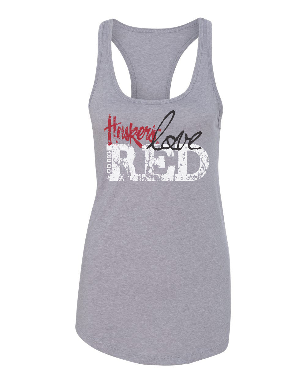 Women's Nebraska Cornhuskers "Go Big Huskers Love Red" Racerback Tank Top