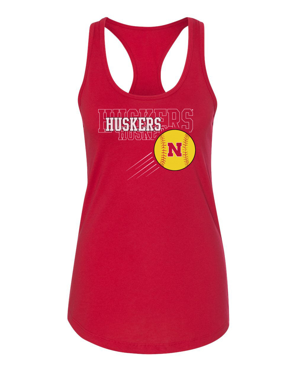 Women's Nebraska Huskers x 3 Softball Racerback Tank Top