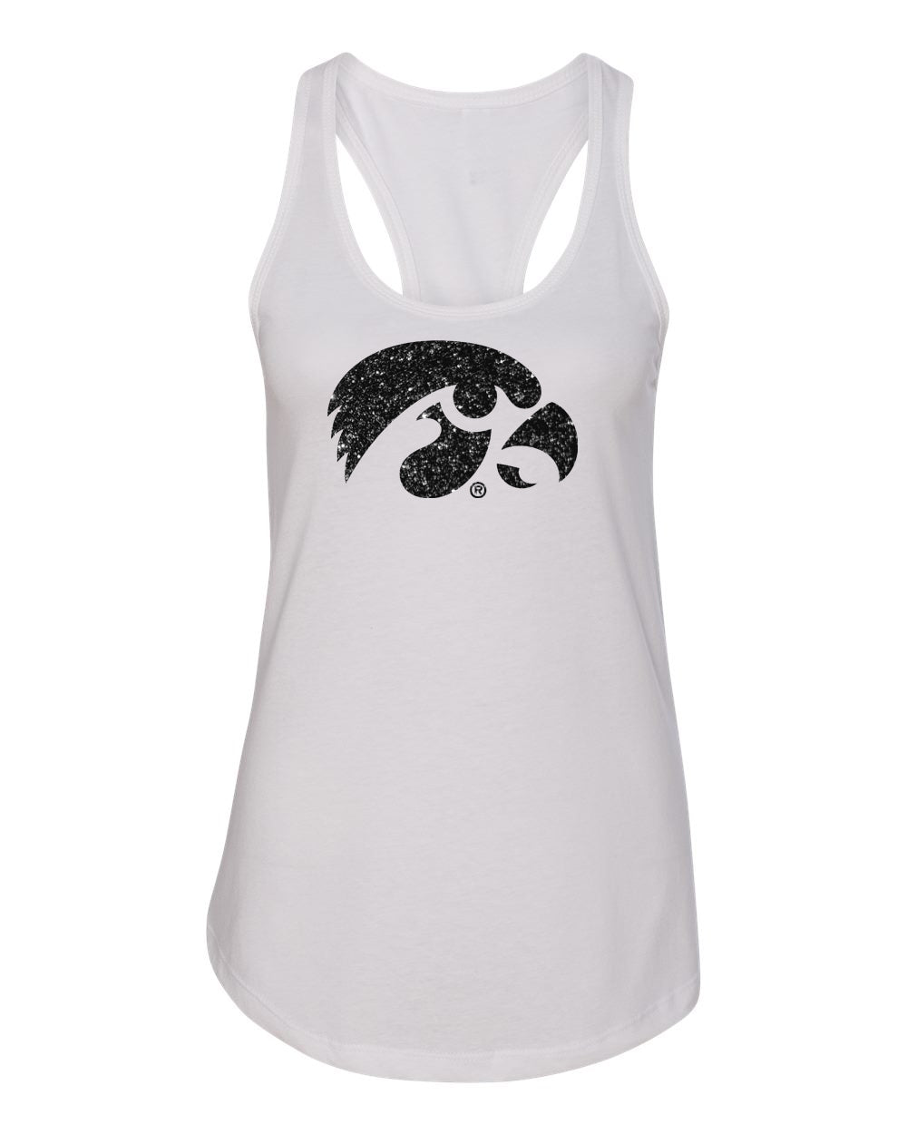 Women's Iowa Hawkeyes Tank Top - Tigerhawk Logo in Black Glitter