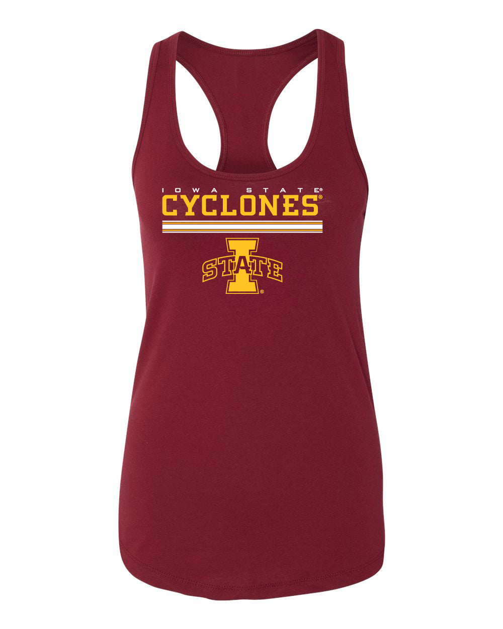 Women's Iowa State Cyclones Tank Top - I-State Logo with Horizontal Stripe