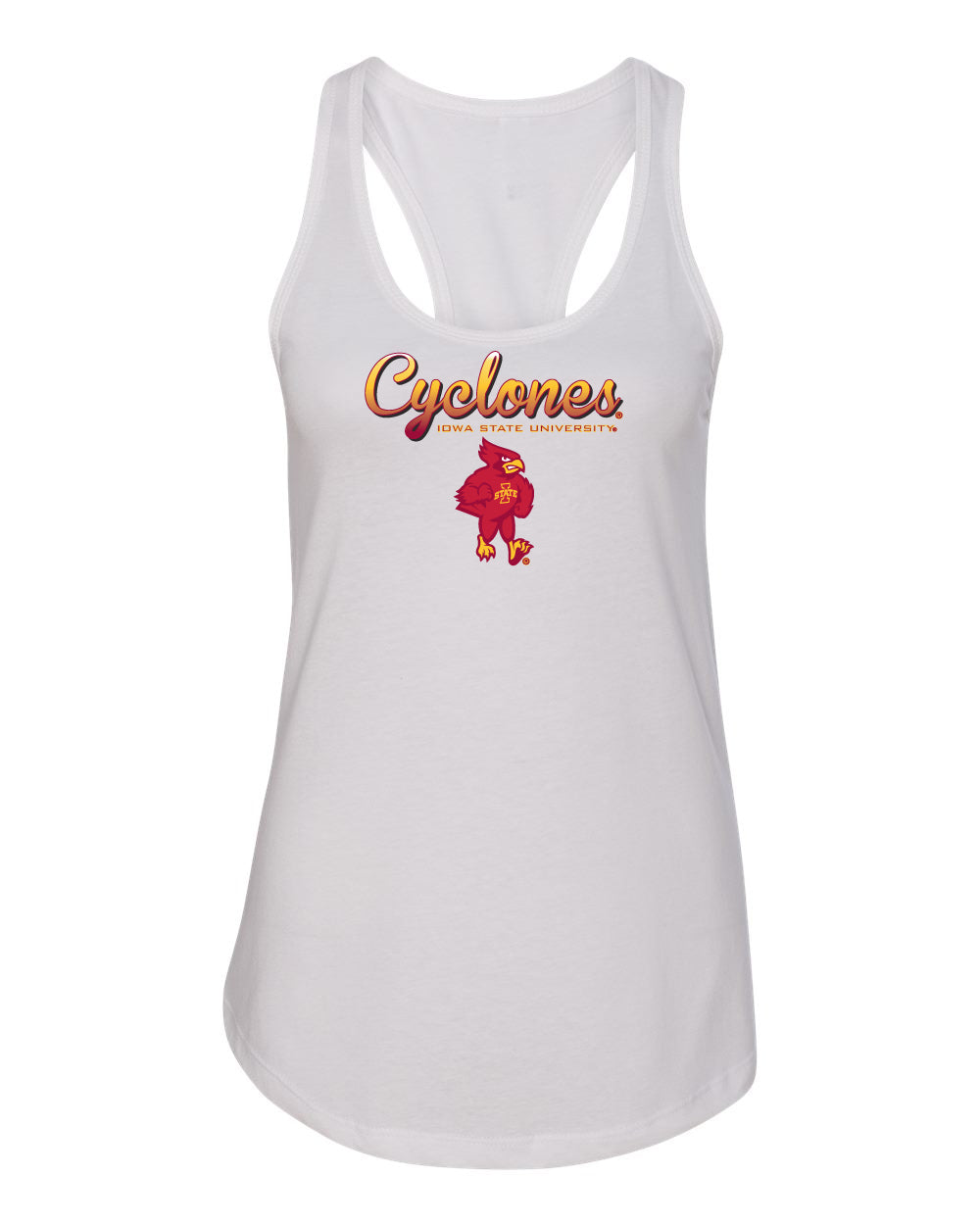 Women's Iowa State Cyclones Tank Top - Script Cyclones Full Color Fade with Cy