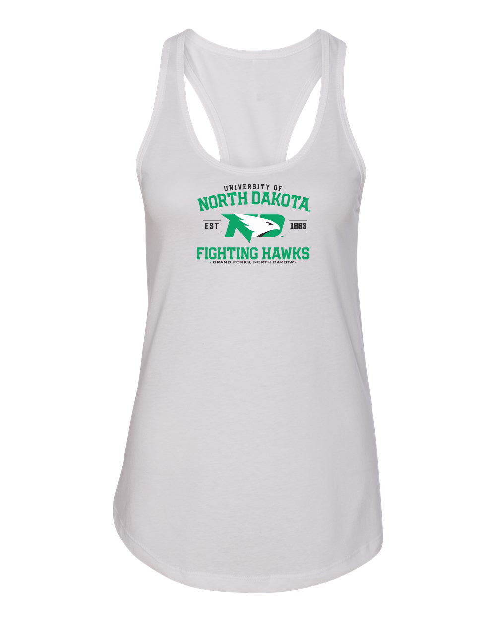 Women's North Dakota Fighting Hawks Tank Top - North Dakota Arch Primary Logo