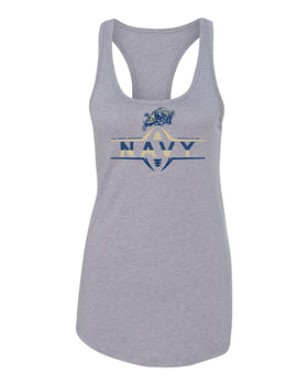 Women's Navy Midshipmen Tank Top - Navy Football Laces and Goat