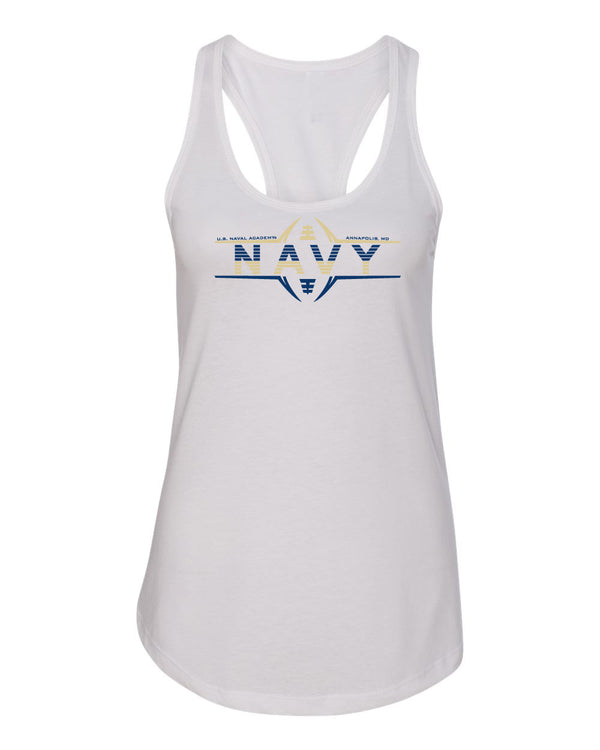 Women's Navy Midshipmen Tank Top - Navy Football Laces