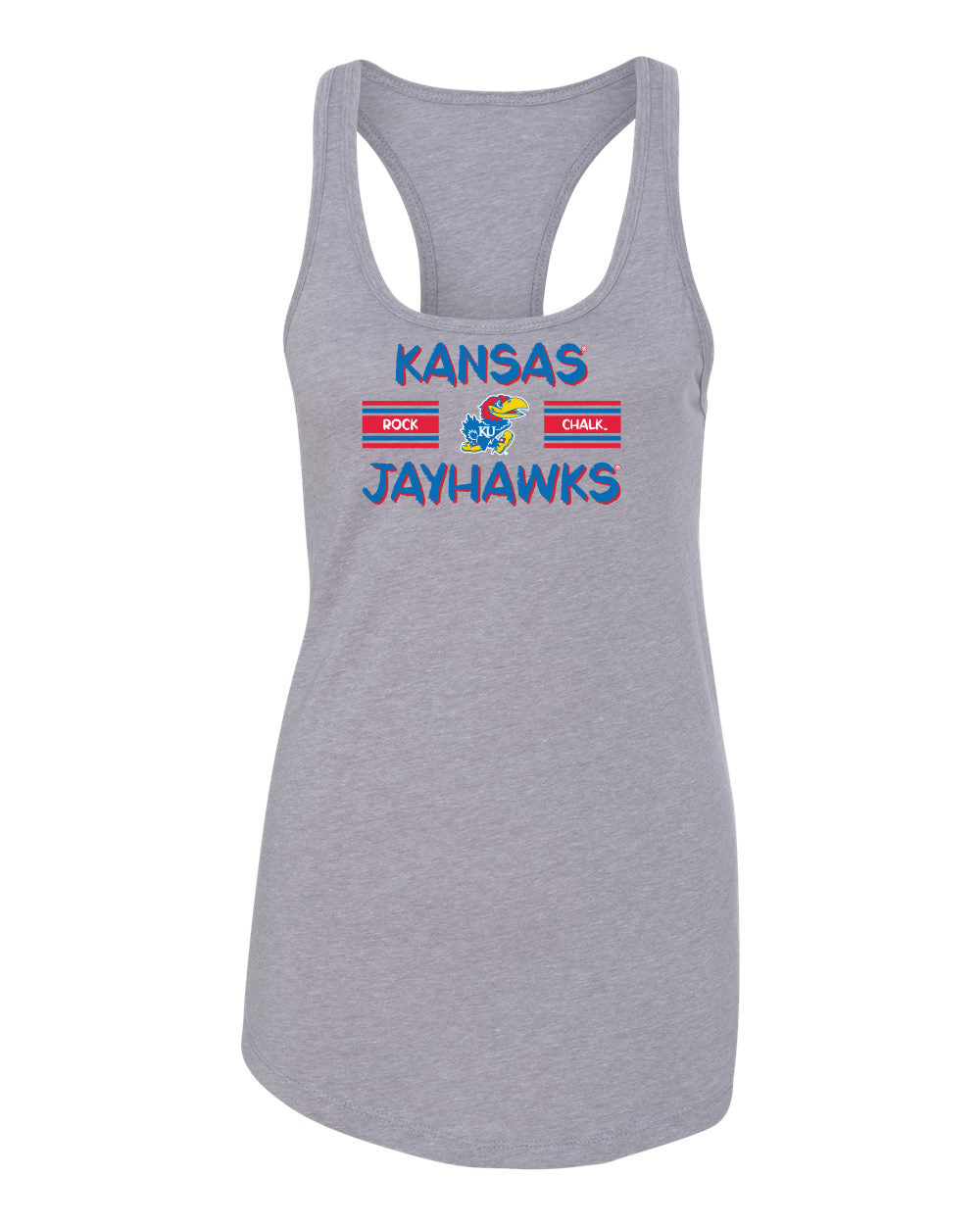 Women's Kansas Jayhawks Tank Top - Horiz Stripe Rock Chalk