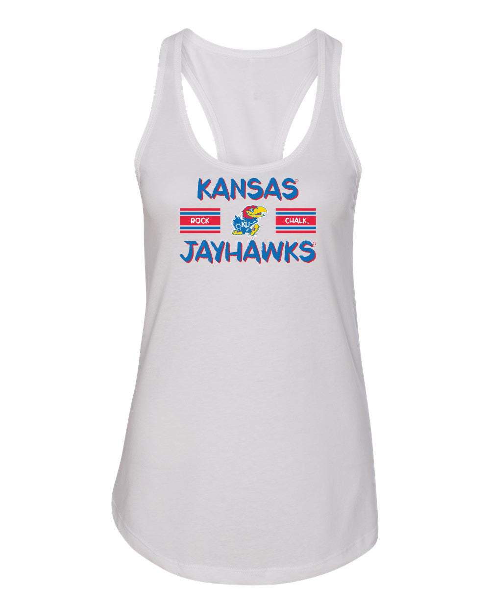 Women's Kansas Jayhawks Tank Top - Horiz Stripe Rock Chalk