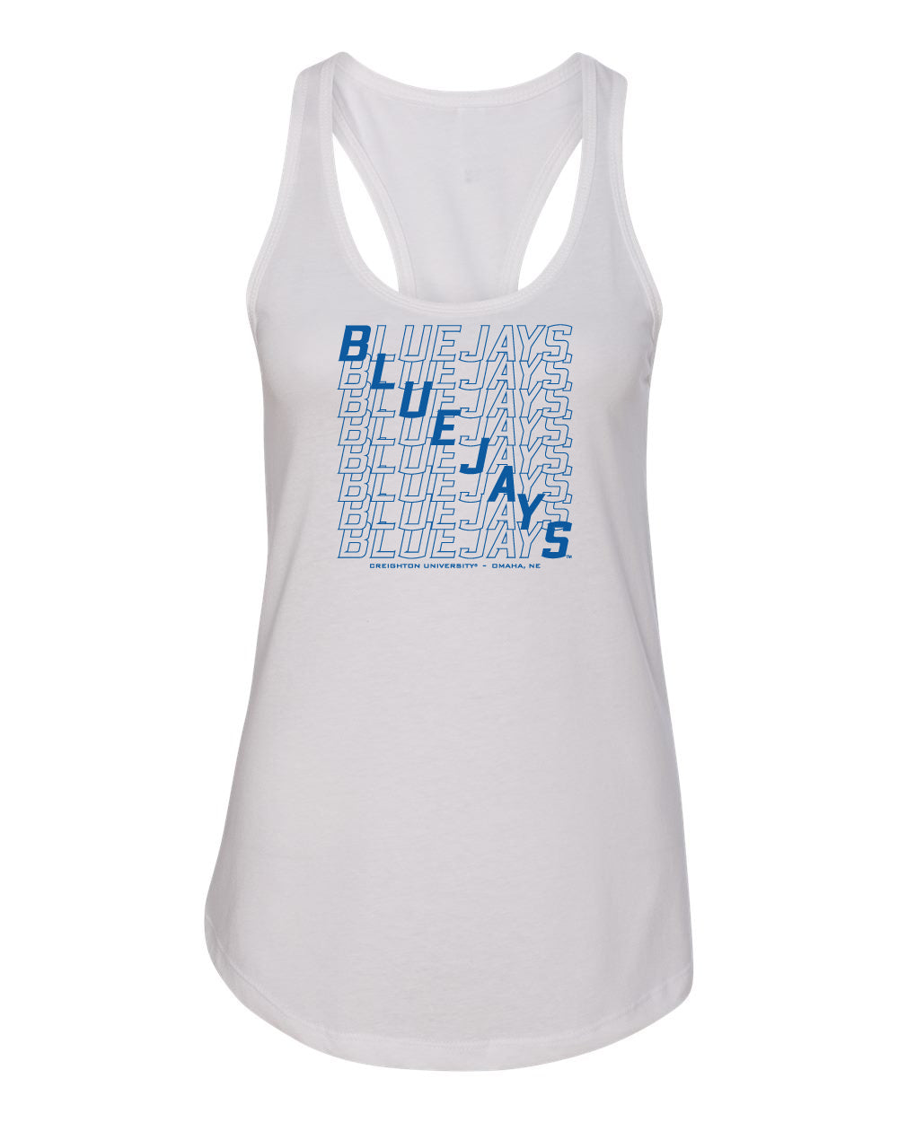 Women's Creighton Bluejays Tank Top - Bluejays Diagonal Echo