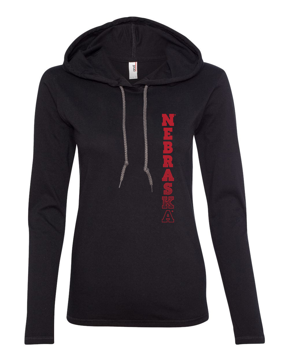 Women's Nebraska Cornhuskers Vertical "NEBRASKA" Long Sleeve Hoody