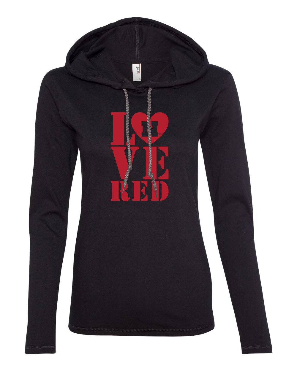 Women's Nebraska Cornhuskers Stacked LOVE N RED Long Sleeve Hoody
