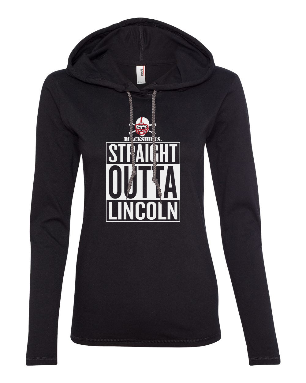 Women's Nebraska Cornhuskers Blackshirts "STRAIGHT OUTTA LINCOLN" Long Sleeve Hoody