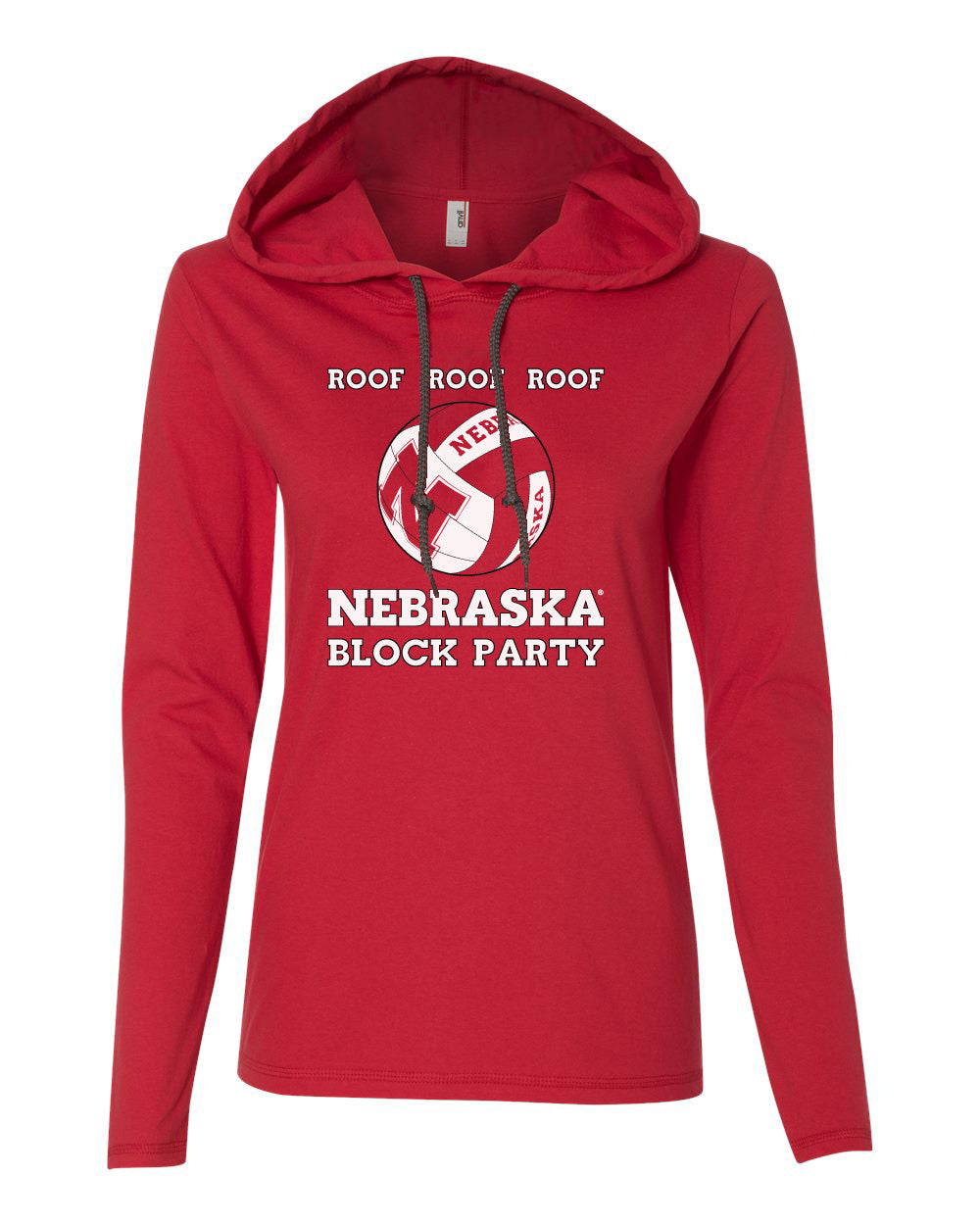 Women's Nebraska Huskers Volleyball ROOF ROOF ROOF Long Sleeve Hoody