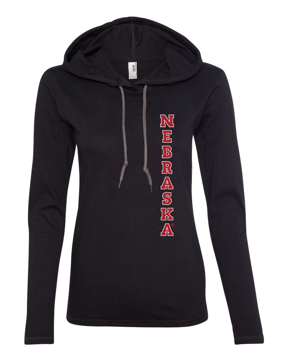 Women's Nebraska Cornhuskers Vertical "NEBRASKA" Long Sleeve Hoody