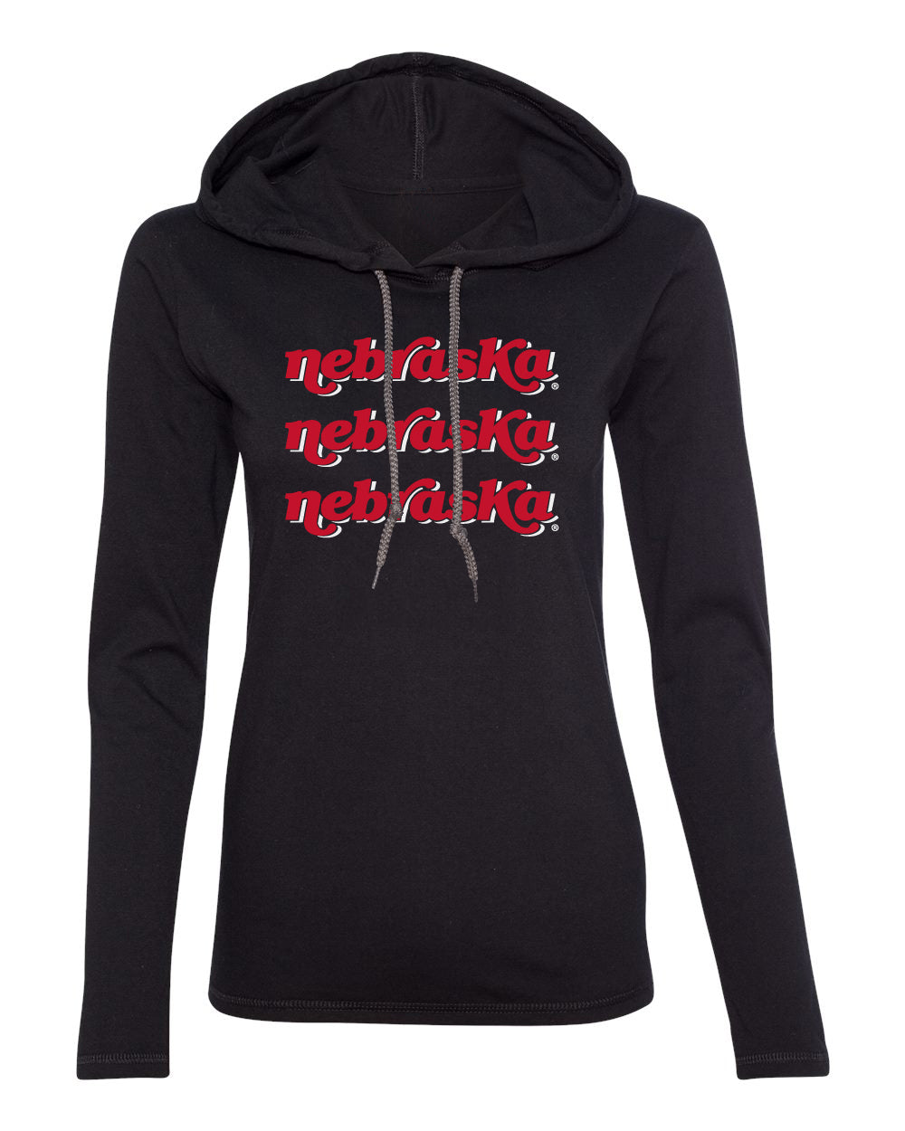 Women's Nebraska Huskers Long Sleeve Hooded Tee Shirt - "nebraska" x 3