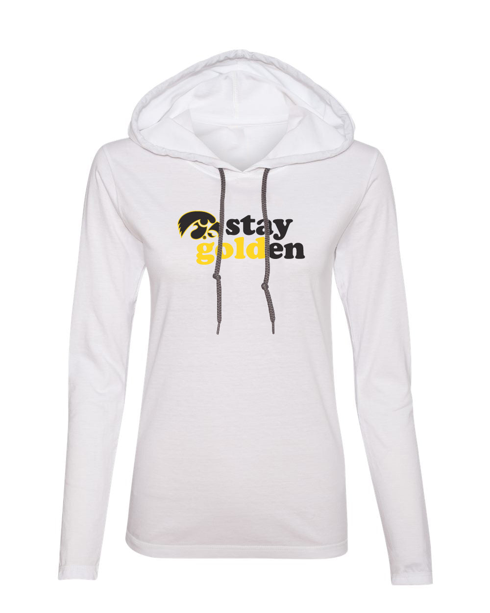 Women's Iowa Hawkeyes Long Sleeve Hooded Tee Shirt - Stay Golden