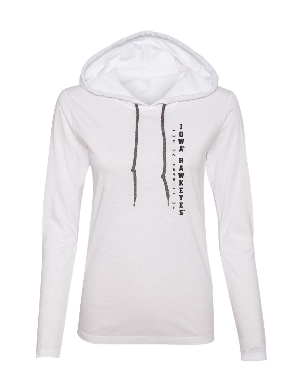 Women's Iowa Hawkeyes Long Sleeve Hooded Tee Shirt - Vert University of Iowa Hawkeyes