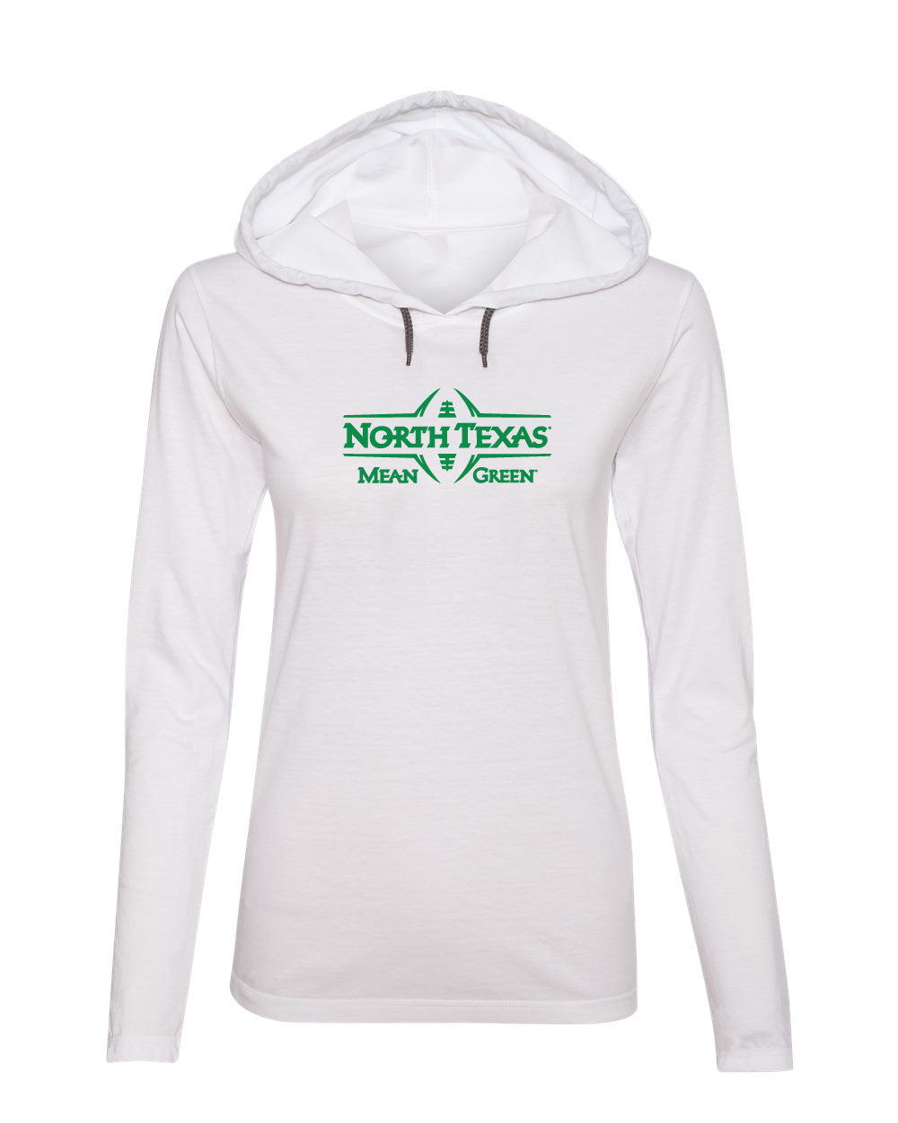 Women's North Texas Mean Green Long Sleeve Hooded Tee Shirt - North Texas Football Laces