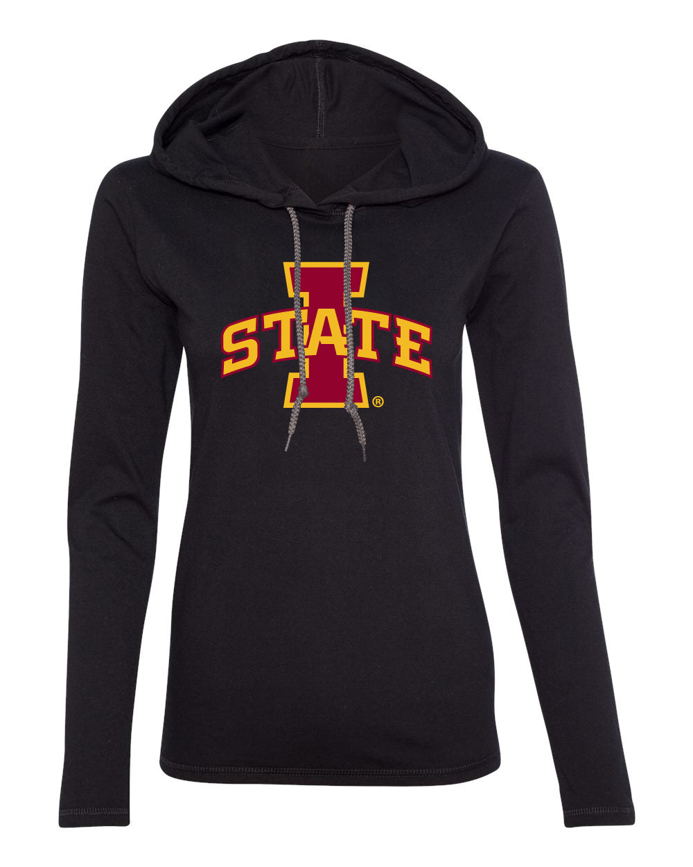 Women's Iowa State Cyclones Long Sleeve Hooded Tee Shirt - ISU I-STATE Logo