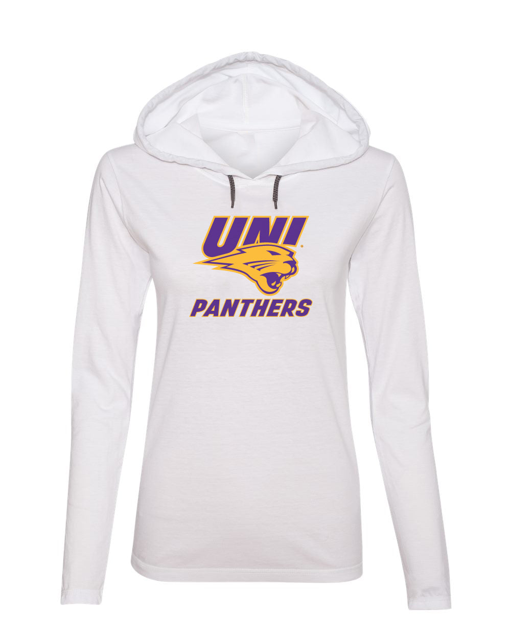 Women's Northern Iowa Panthers Long Sleeve Hooded Tee Shirt - Purple and Gold Primary Logo