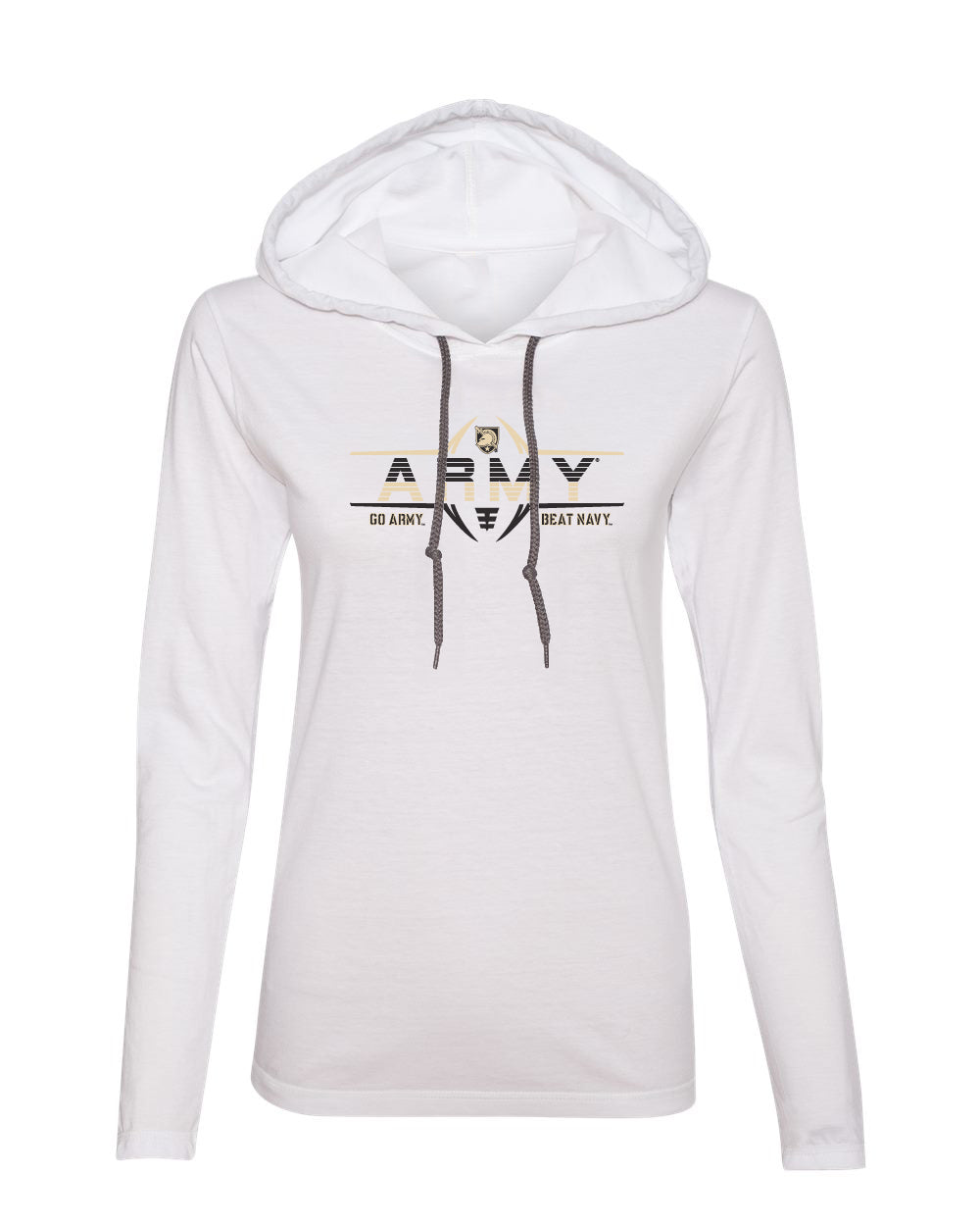 Women's Army Black Knights Long Sleeve Hooded Tee Shirt - Army Football Laces