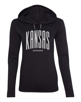 Women's Kansas Jayhawks Long Sleeve Hooded Tee Shirt - Tall Kansas Small Jayhawks