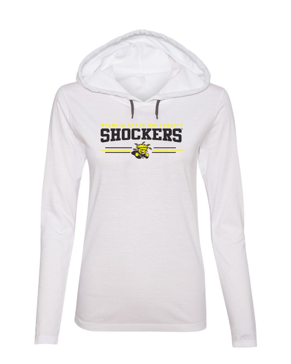 Women's Wichita State Shockers Long Sleeve Hooded Tee Shirt - Wichita State Shockers 3 Stripe