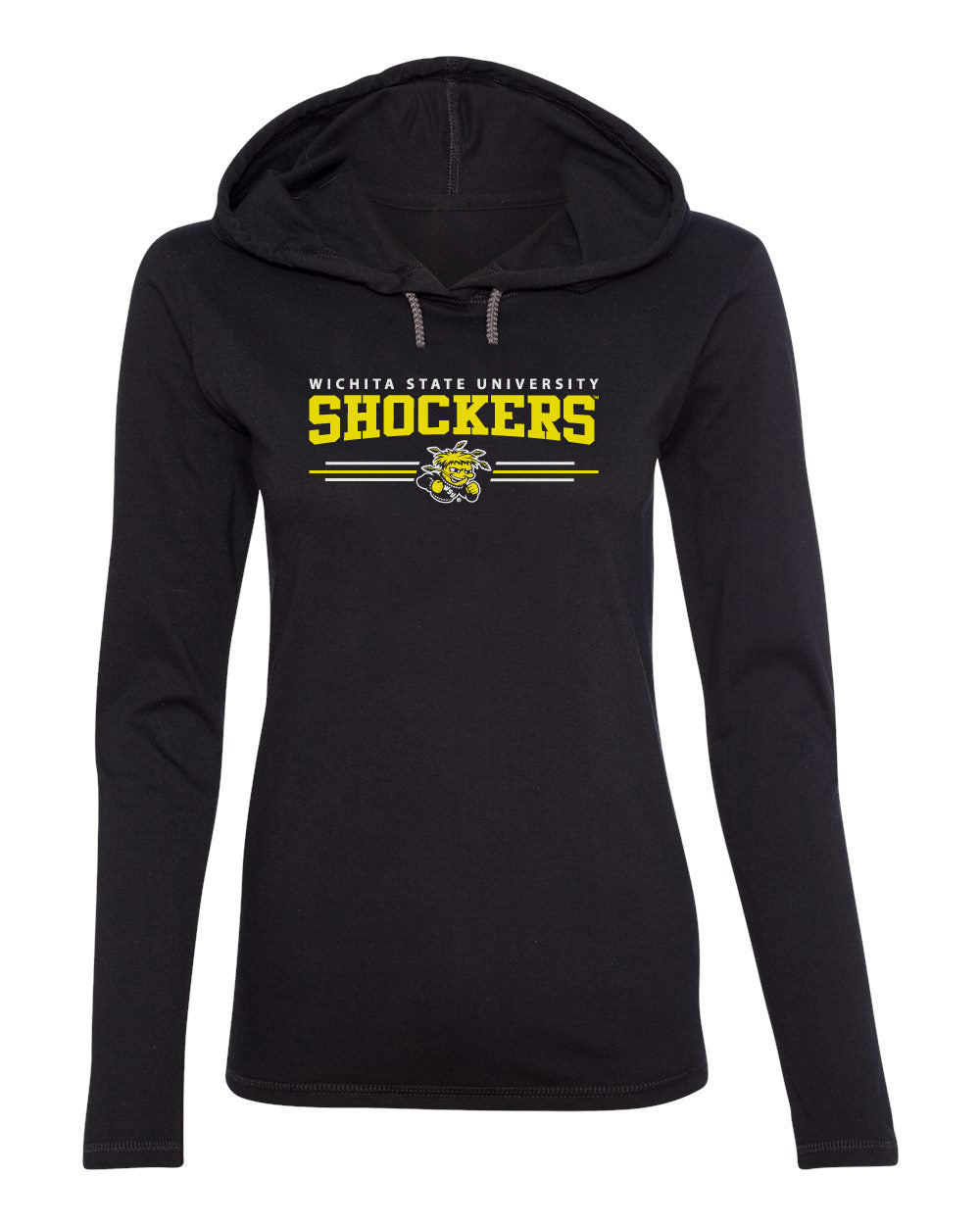 Women's Wichita State Shockers Long Sleeve Hooded Tee Shirt - Wichita State Shockers 3 Stripe
