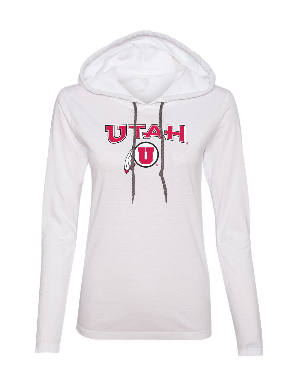 Women's Utah Utes Long Sleeve Hooded Tee Shirt - Circle & Feather Logo