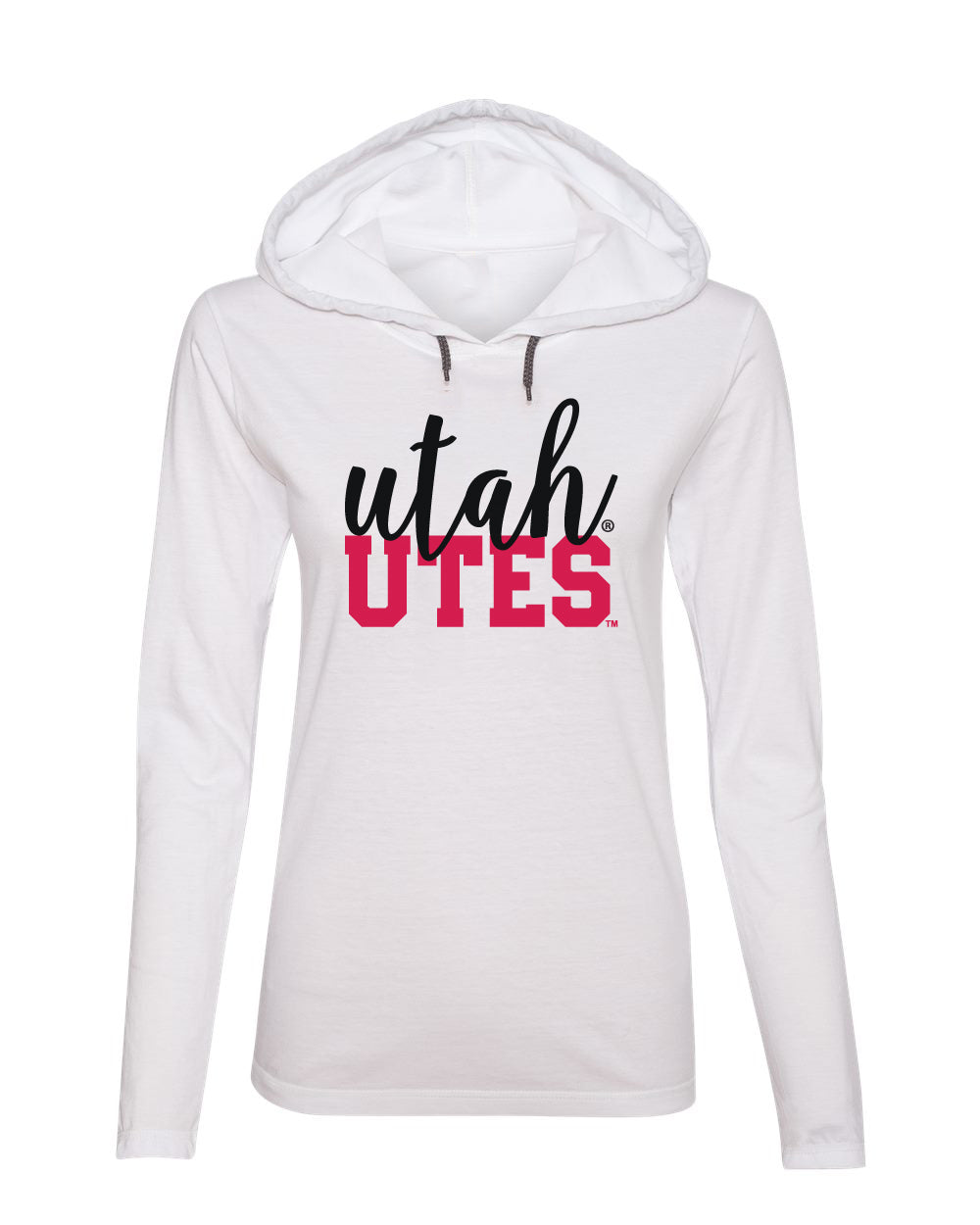 Women's Utah Utes Long Sleeve Hooded Tee Shirt - Script Utah Block UTES