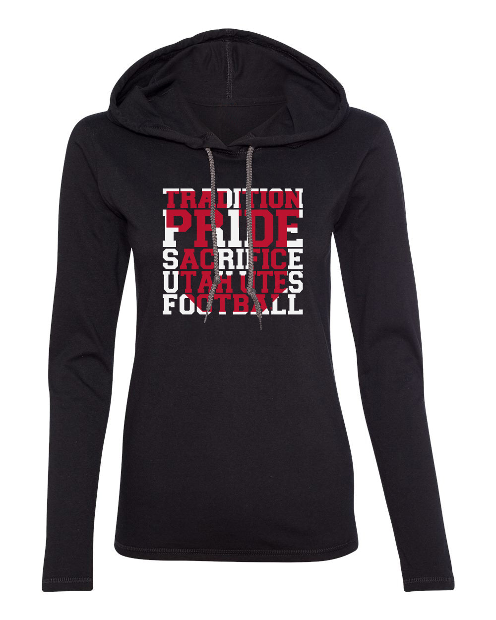 Women's Utah Utes Long Sleeve Hooded Tee Shirt - Utah Utes Football Tradition