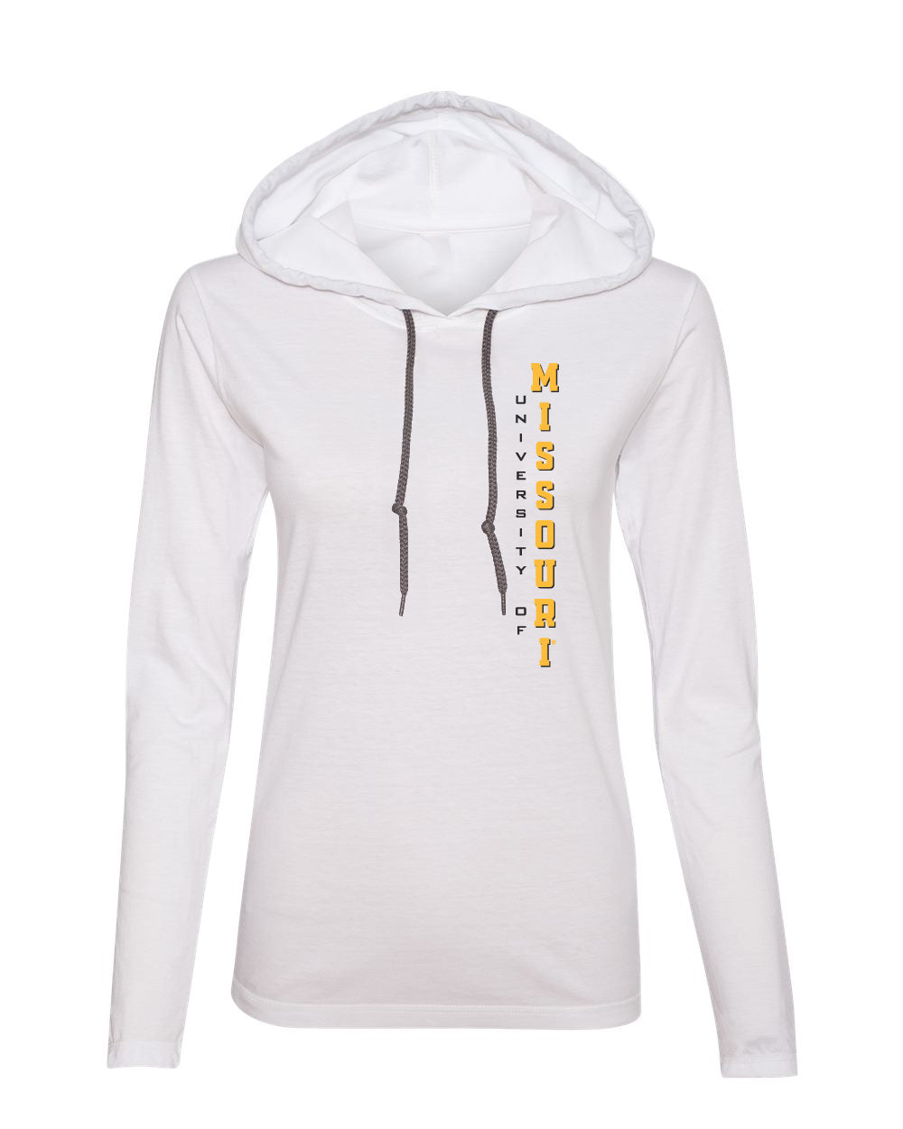 Women's Missouri Tigers Long Sleeve Hooded Tee Shirt - Vertical Univ of Missouri