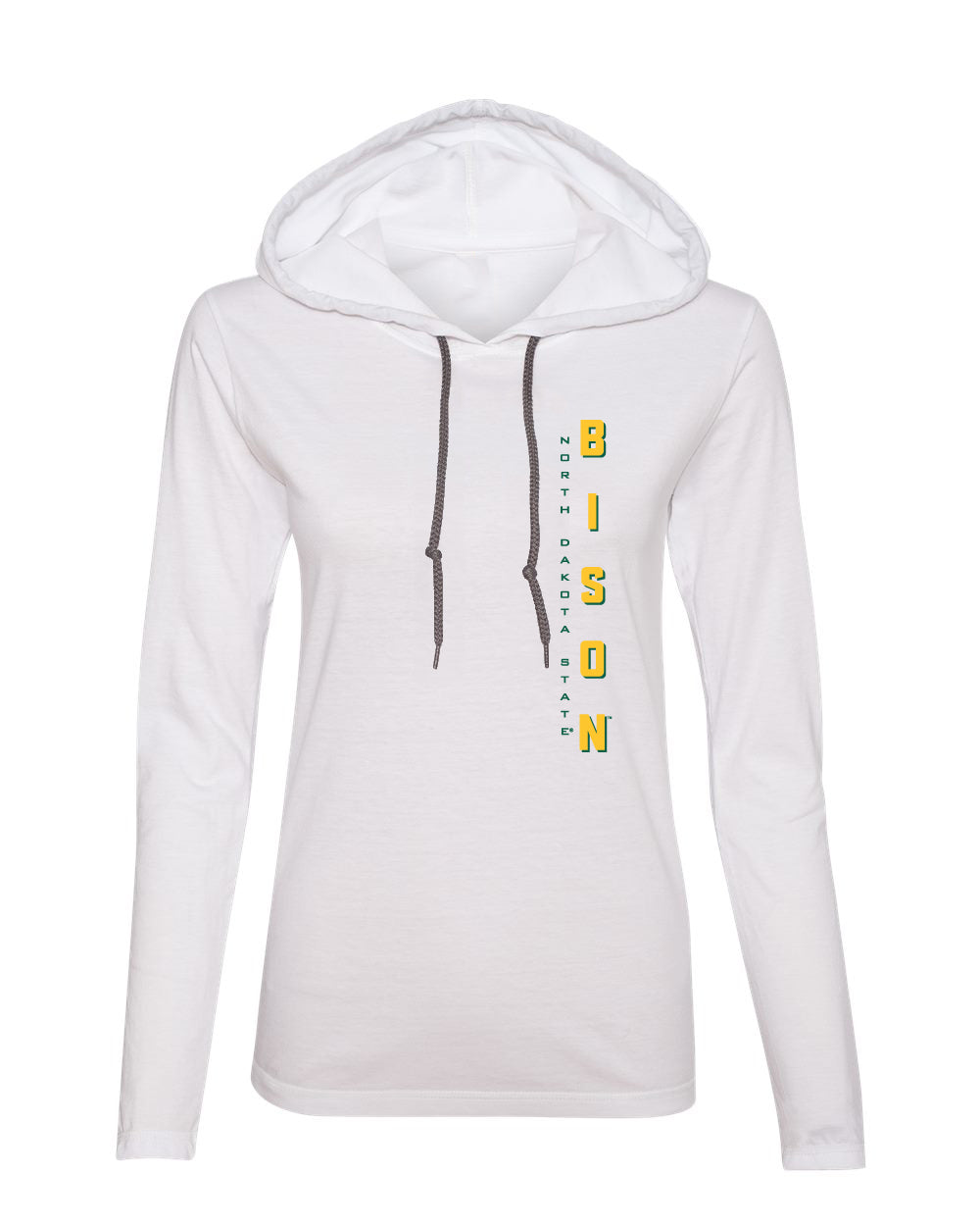 Women's NDSU Bison Long Sleeve Hooded Tee Shirt - Vertical BISON