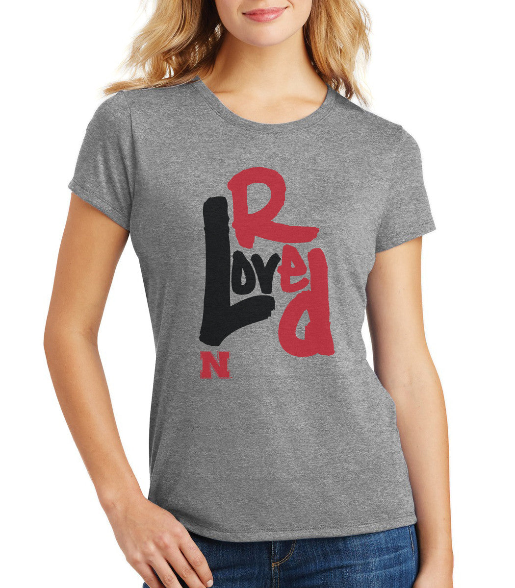 Women's Nebraska Cornhuskers "Love Red" Premium Tri-Blend Tee Shirt