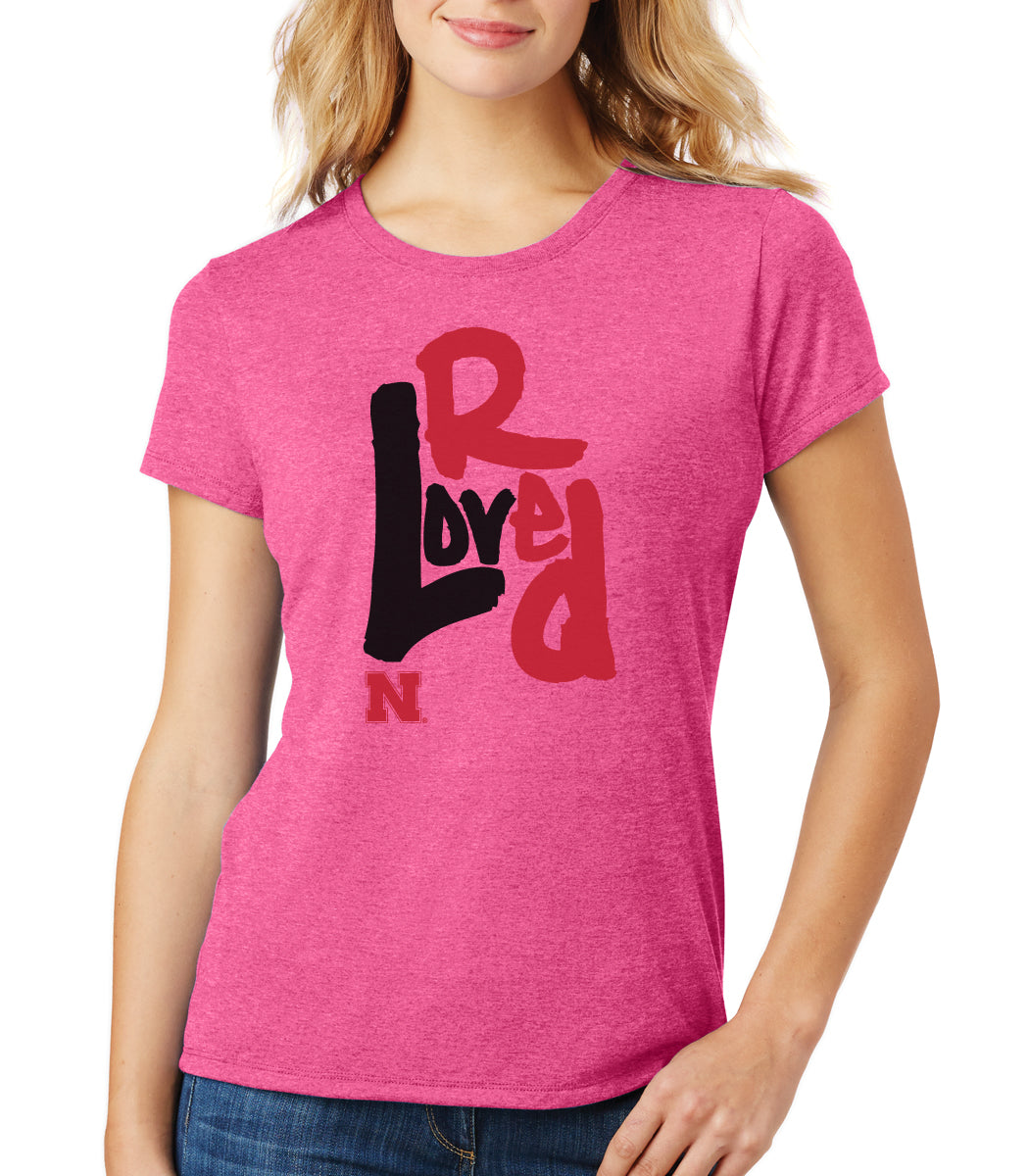 Women's Nebraska Huskers "Love Red" Premium Tri-Blend Tee Shirt