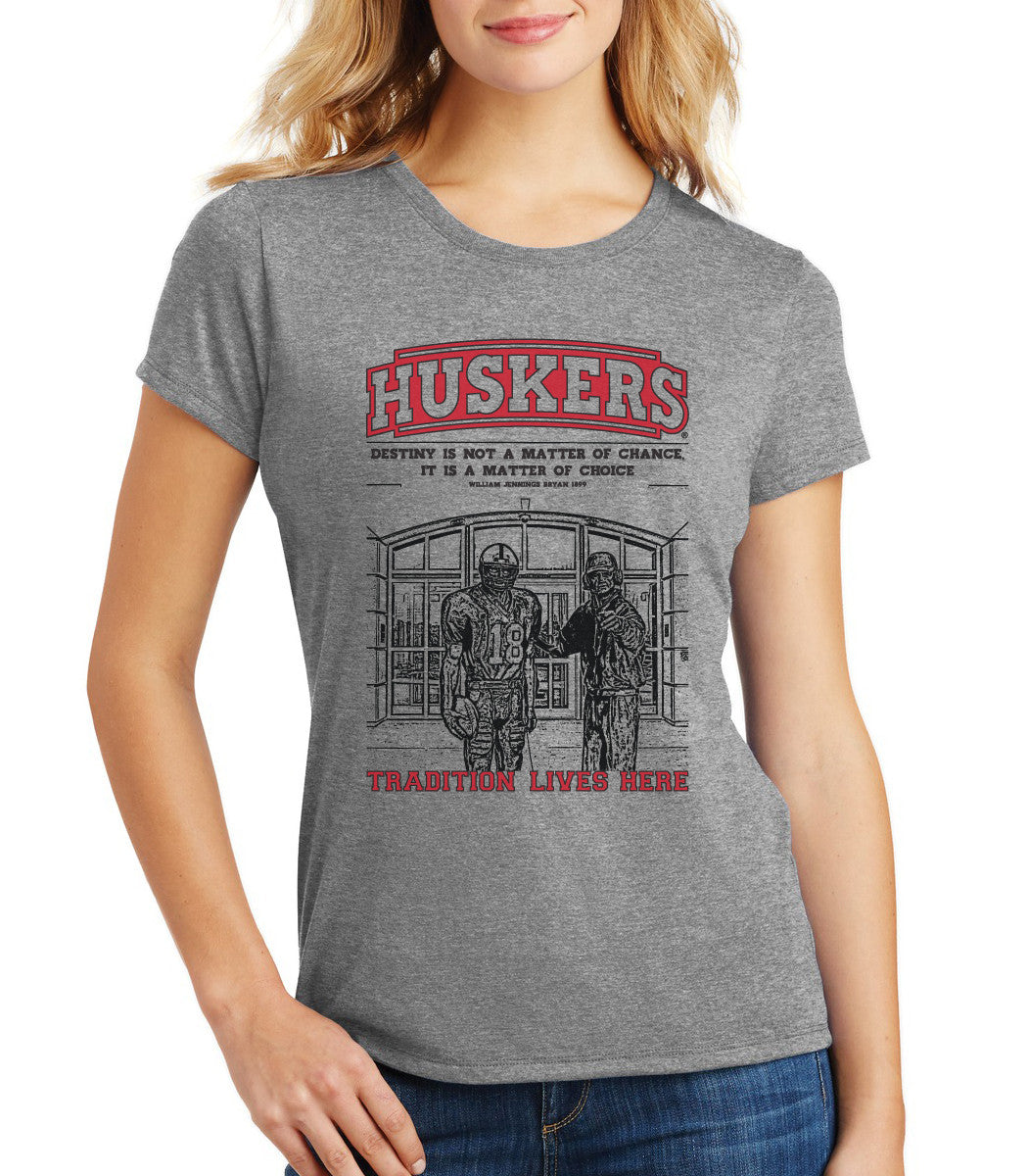 Women's Nebraska Cornhuskers Football Tradition Lives Here "Berringer & Osborne" Premium Tri-Blend Tee Shirt